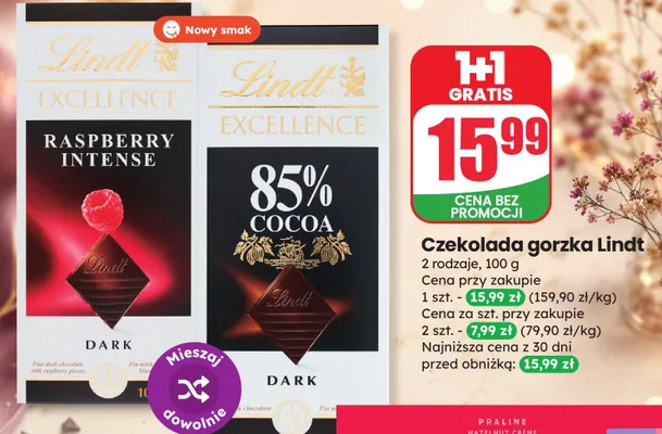 Czekolada gorzka Lindt Excellence 85% Cocoa promocja w Dino