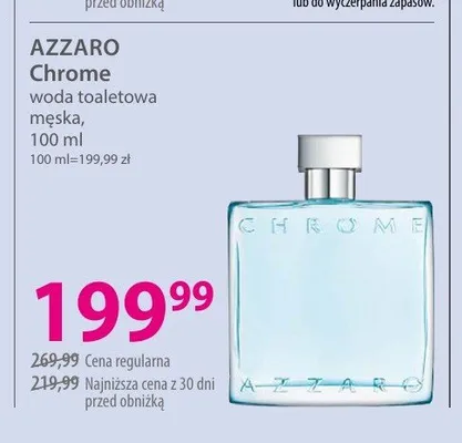 Woda toaletowa męska AZZARO Chrome promocja w Hebe