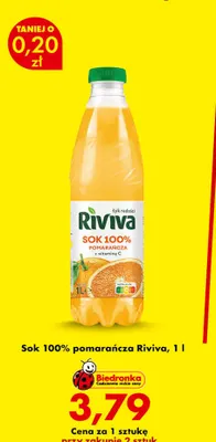 Sok pomarańcza Riviva 100% promocja w Biedronka