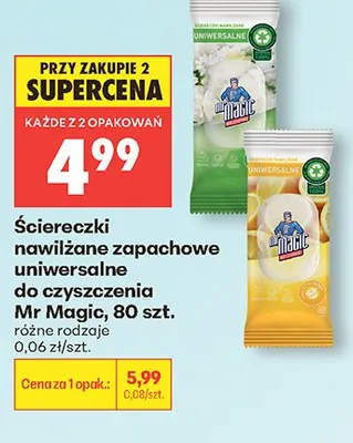 Ściereczki nawilżane zapachowe uniwersalne do czyszczenia Mr Magic promocja w Biedronka