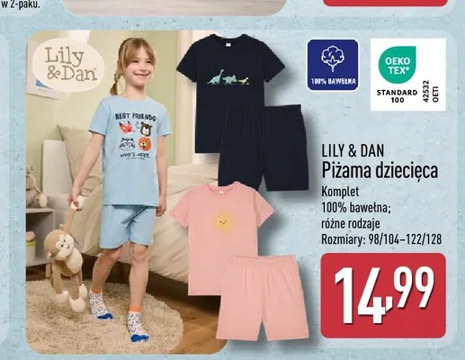 Piżama dziecięca Lily & Dan promocja w Aldi