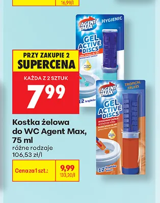 Kostka żelowa do WC Agent Max Tropical Fruits promocja w Biedronka