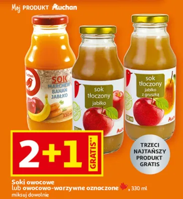 Soki owocowe lub owocowo-warzywne Auchan 330 ml promocja w Auchan