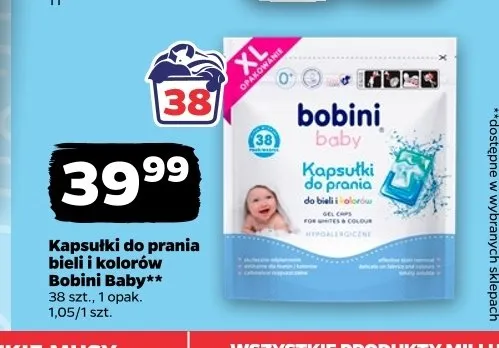 Kapsułki do prania bieli i kolorów Bobini Baby promocja w Netto