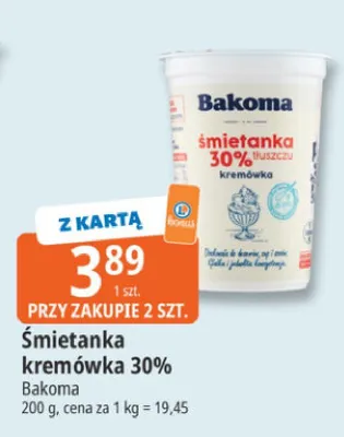 Śmietanka kremówka 30% Bakoma promocja w Leclerc