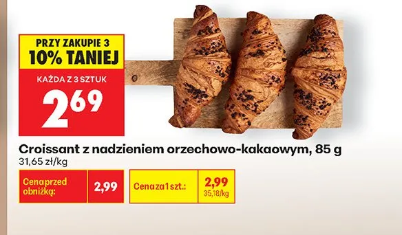 Croissant z nadzieniem orzechowo-kakaowym promocja w Biedronka