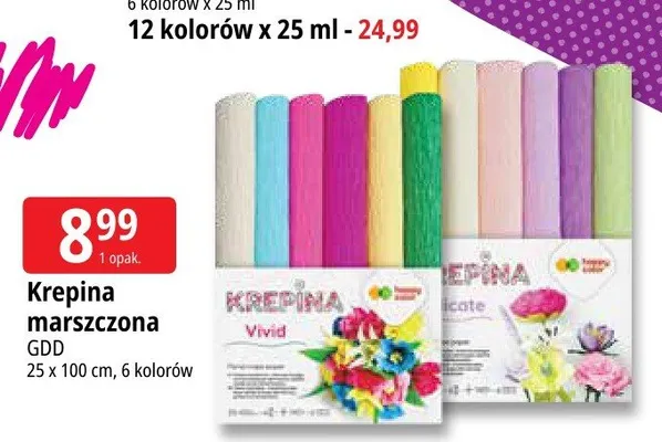 Krepina marszczona Happy Color promocja w Leclerc