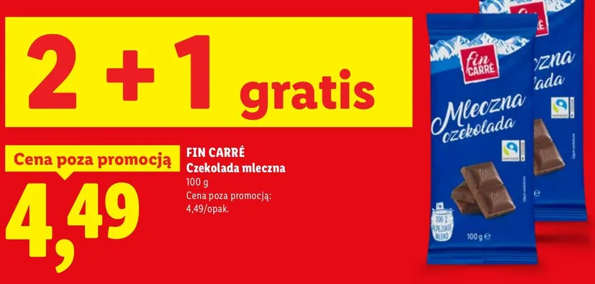 Czekolada mleczna Fin Carré promocja w Lidl