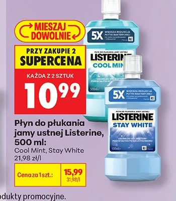 Płyn do płukania jamy ustnej Listerine Stay White promocja w Biedronka