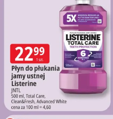 Płyn do płukania jamy ustnej Listerine Advanced White promocja w Leclerc