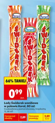 Lody Świderek waniliowe w polewie pomarańczowy promocja w Biedronka