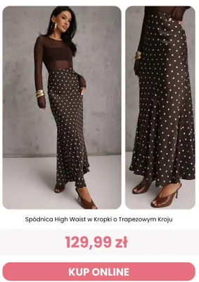 Spódnica damska Renee High Waist w kropki o trapezowym kroju promocja w Renee