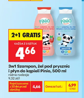 3w1 Szampon, żel pod prysznic i płyn do kąpieli Pinio promocja w Biedronka