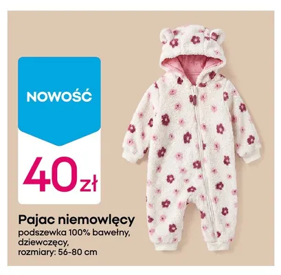 Pajac niemowlęcy podszewka 100% bawełny dziewczęcy promocja w Pepco