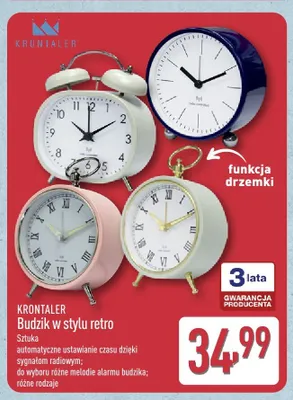 Budzik w stylu retro Krontaler promocja w Aldi