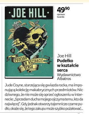 Książka Pudełko w kształcie serca Joe Hill promocja w Empik