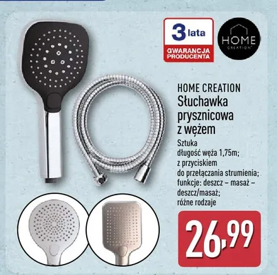 Słuchawka prysznicowa z wężem Home Creation promocja w Aldi
