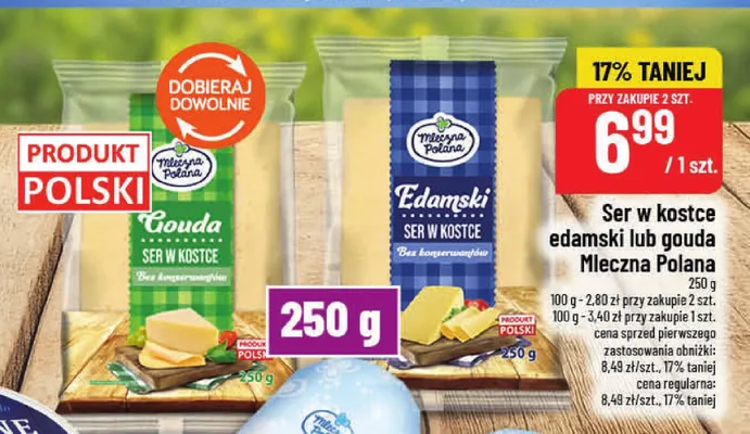 Ser w kostce gouda Mleczna Polana promocja w POLOmarket
