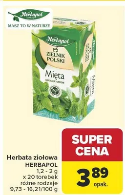 Herbata ziołowa Herbapol Zielnik Polski mięta promocja w Carrefour