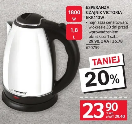 Czajnik Victoria EKK113W Esperanza promocja w Selgros