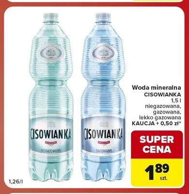 Woda mineralna Cisowianka gazowana promocja w Carrefour Market