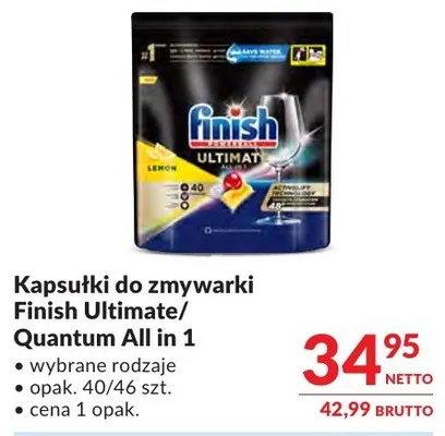 Kapsułki do zmywarki Finish Ultimate/Quantum All in 1 wybrane rodzaje promocja w Makro