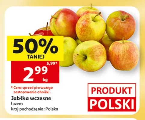 Jabłka wczesne polskie promocja w Auchan