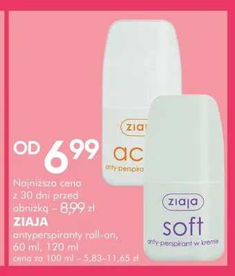 Antyperspirant roll-on Ziaja promocja w Super-Pharm