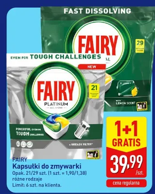 Kapsułki do zmywarki Fairy Platinum promocja w Aldi