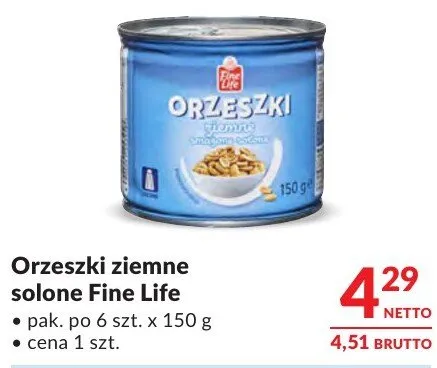 Orzeszki ziemne solone Fine Life promocja w Makro