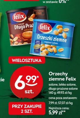 Orzechy ziemne Felix długo prażone solone promocja w Żabka