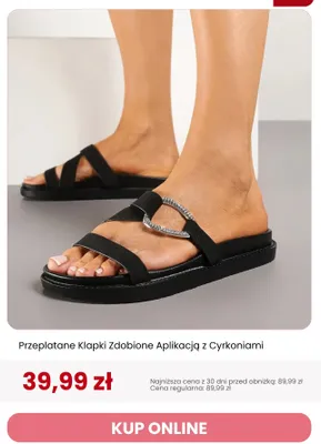Klapki damskie Renee Przeplatane Zdobione Aplikacją z Cyrkoniami promocja w Renee
