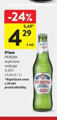 Piwo bezalkoholowe PERONI Nastro Azzurro 0.0% promocja w Intermarche
