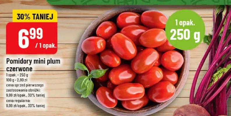 Pomidory mini plum czerwone promocja w POLOmarket