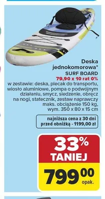 Deska jednokomorowa SURF BOARD promocja w Carrefour