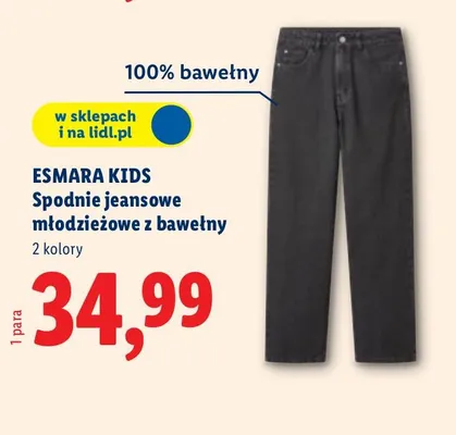 Spodnie jeansowe młodzieżowe z bawełny promocja w Lidl