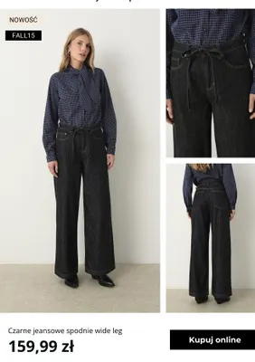 Czarne jeansowe spodnie wide leg Greenpoint promocja w Greenpoint