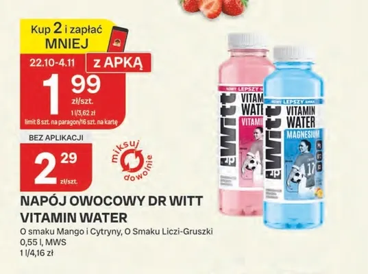 Napój owocowy o smaku mango i cytryny Dr Witt Vitamin Water promocja w Chorten