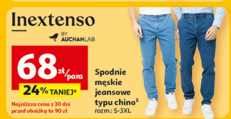 Spodnie męskie jeansowe typu chino promocja w Auchan