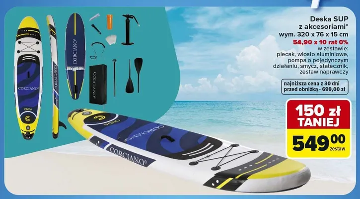 Deska SUP z akcesoriami Corciano promocja w Carrefour