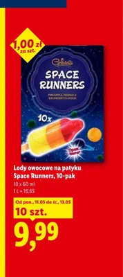Lody owocowe na patyku Space Runners Gelatelli 10-pak promocja w Lidl