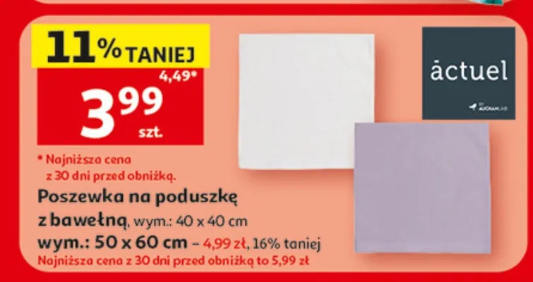 Poszewka na poduszkę z bawełną actuel 40x40 cm promocja w Auchan