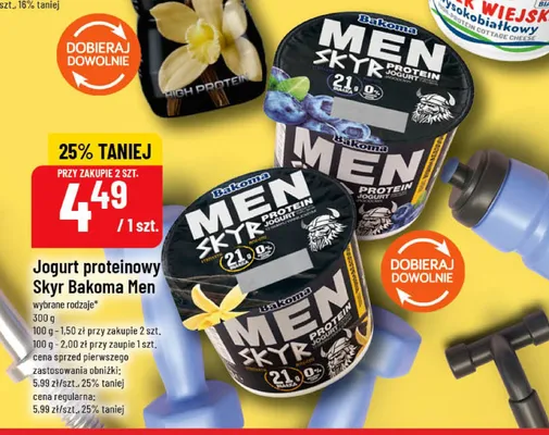 Jogurt proteinowy Skyr Bakoma Men wybrane rodzaje promocja w POLOmarket