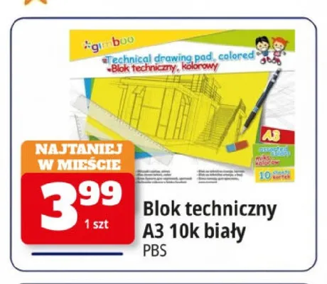 Blok techniczny A3 Gimboo biały promocja w Leclerc