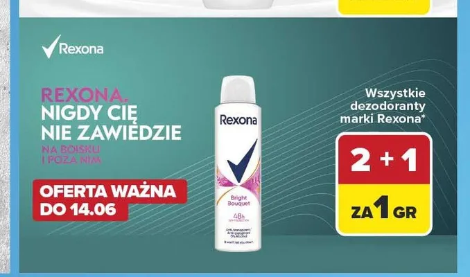 Dezodorant spray Rexona Bright Bouquet promocja w Carrefour