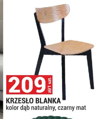 Krzesło Blanka kolor dąb naturalny czarny mat promocja w Merkury Market