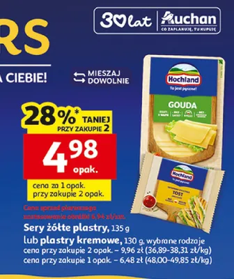 Sery żółte plastry lub plastry kremowe promocja w Auchan