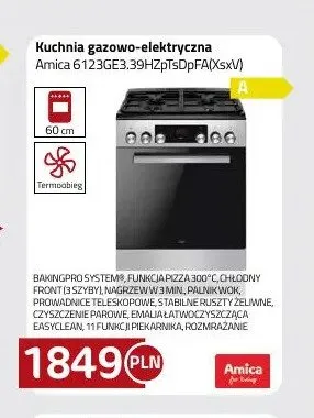 Kuchnia gazowo-elektryczna Amica 6123GE3,39HZpTsDpFA(Xsxv) promocja w kakto.pl