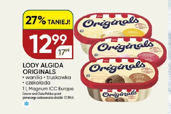 Lody Algida Originals truskawka promocja w Chata Polska