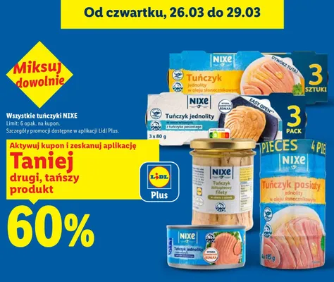 Wszystkie tuńczyki Nixe DRUGI -60% promocja w Lidl